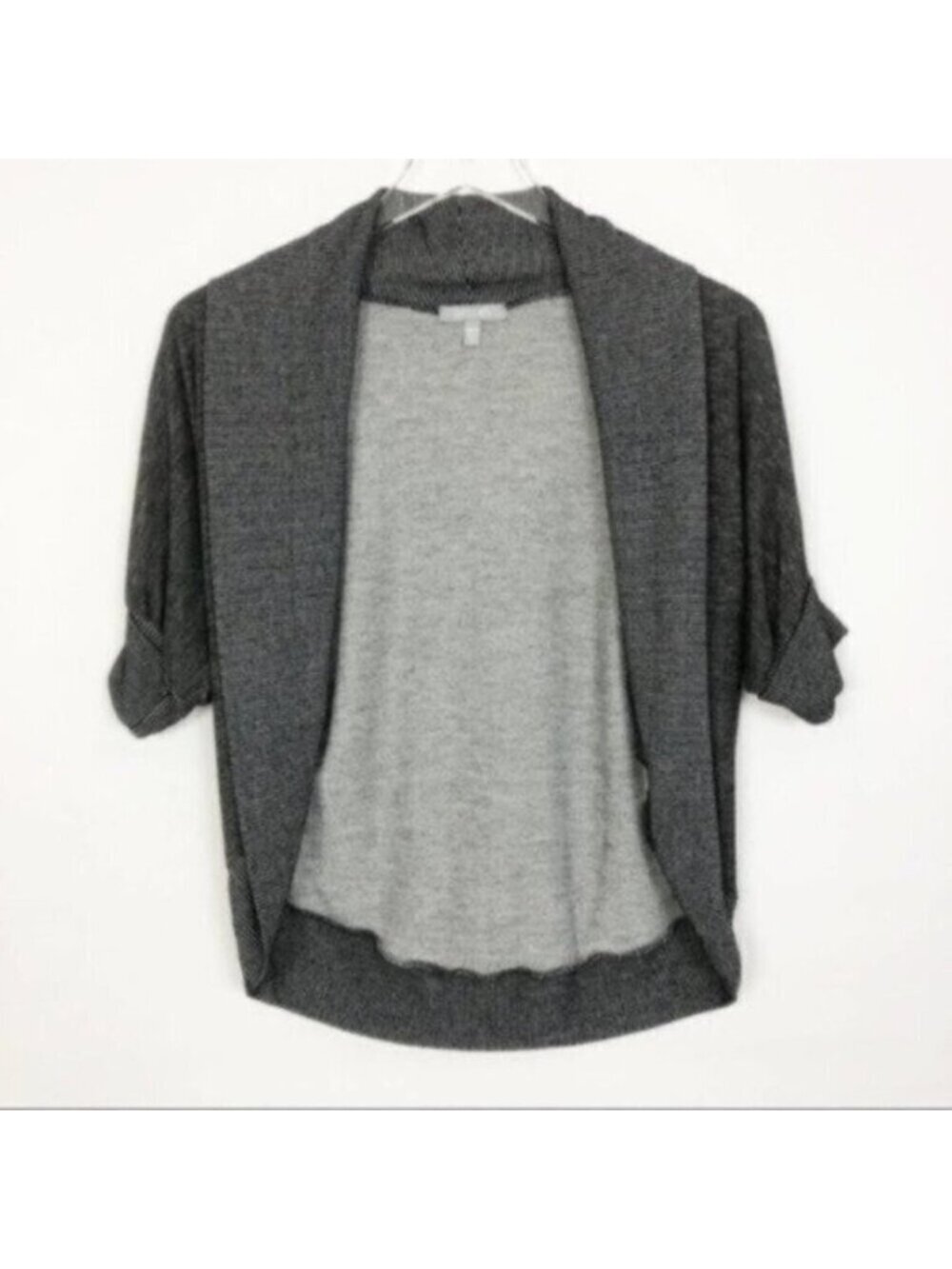 dELiA*s | Sweater Grey 3/4 Sleeves Stripe Open Front Shrug Size Small